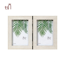 New Fashion Two Fold 4x6 Glass White Design Table Decor Wooden Shadow Box Photo Framed